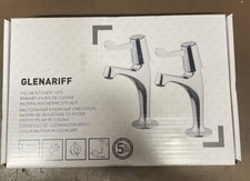 PAIR OF CHROME LEVER TYPE KITCHEN SINK PILLAR TAPS PAIR EASY USE SET