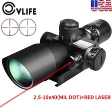 CVLIFE 2.5-10x40 EG Rifle Scope Mil-dot illuminated Tactical Red Dot Laser Sight