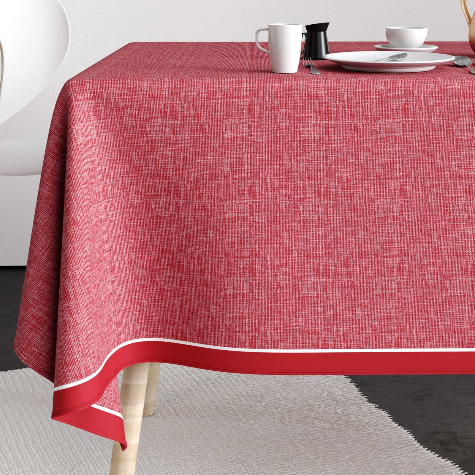 Nappe rectangulaire anti tache 140x200 cm Coton Chambray Tango linge de table lavable