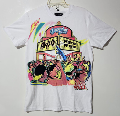 AKOO Short Sleeve T Shirt White Imperial Theater Small NWT Patch