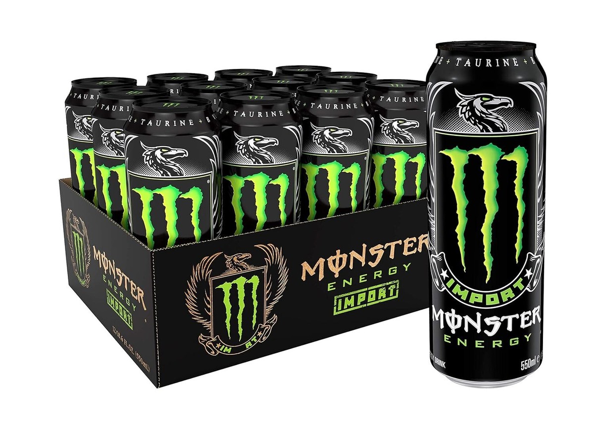 Resealable Monster Energy Drink - 18.6 Ounce, Pack of 12 for Easy