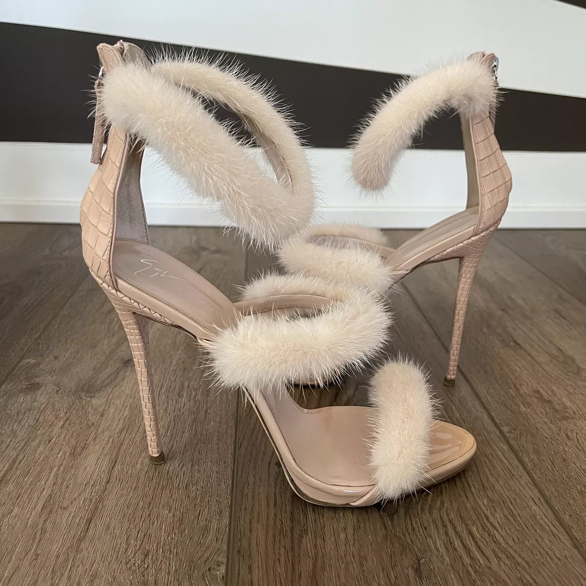 Giuseppe Zanotti Nude Fur Sandals Heels Size 42/12 eBay