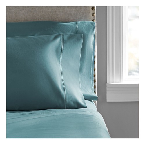 Hotel Style Pillowcases KING 600 Thread Count Set of 2 100% Cotton Teal - Picture 3 of 6
