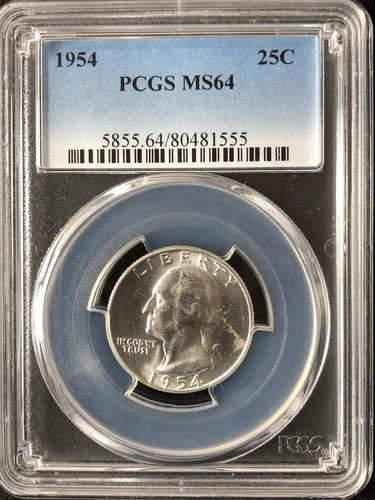 1954 25C Washington Quarter Dollar PCGS MS64        80481555