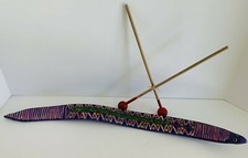 VTG Pacay Seed Pod Percussion Instrument Hand Painted Snake Design Purple