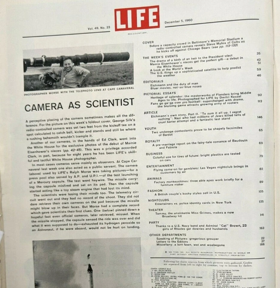 LIFE Magazine VTG Dec 5 1960 RARE Sample Copy JFK Jackie Kennedy NFL Colts Bears Foto 2 de 4