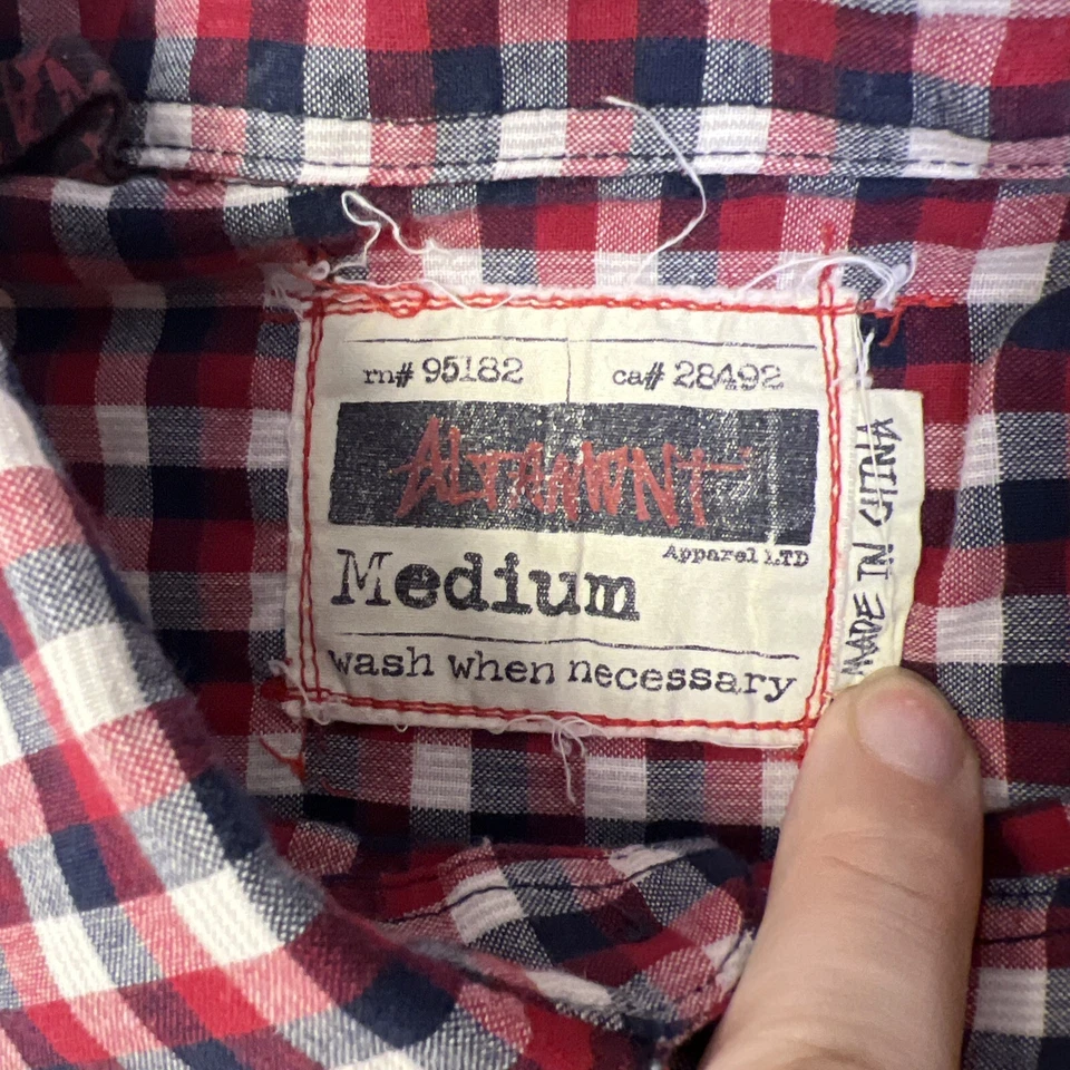 Altamont Button Up Shirt Men’s Size Medium Red Check Skateboarding - Image 4 of 4