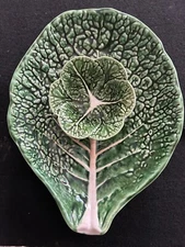 Cabbage Leaf Shaped Ceramic Plate & Bowl Set Vintage Serving Set