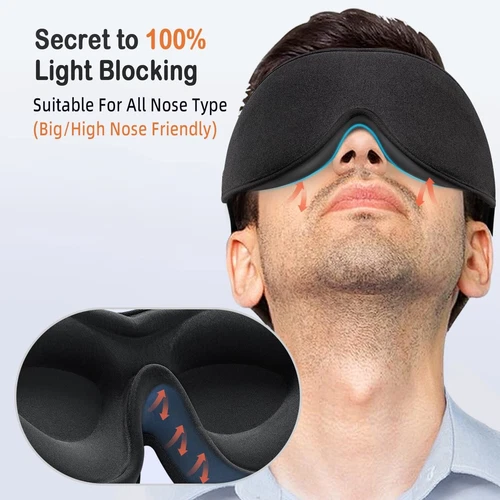 Travel Accessories 3D Sleep Mask For Men & Women Eye Mask For Sleeping Blindfold - Picture 5 of 8