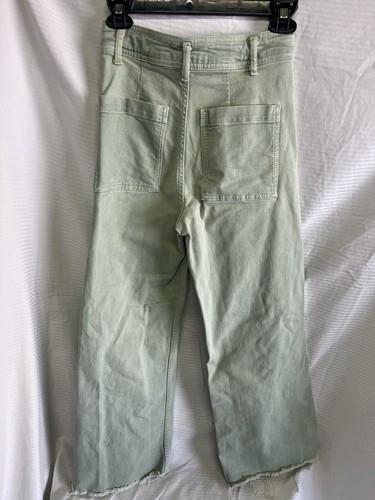 Zara seafoam Green raw hem Highwaist wide leg jeans size 2 - Picture 4 of 6