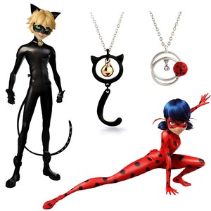 Details About New Fanmade Ladybug Chat Cat Noir Bell Necklace Set Girls Women Anime Jewelry