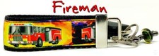 Fireman Key Fob Wristlet Keychain 1 1/4"wide Zipper pull Camera strap handmade