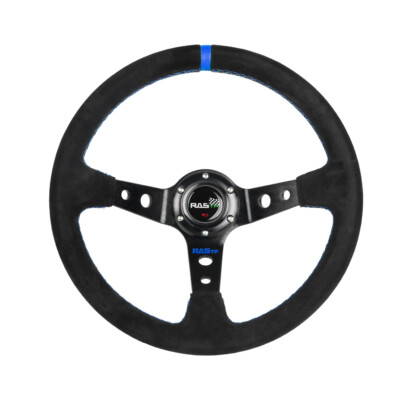 New 13.5in 350mm Suede Leather Stitch Deep Dish Sport Racing Car Steering Wheel