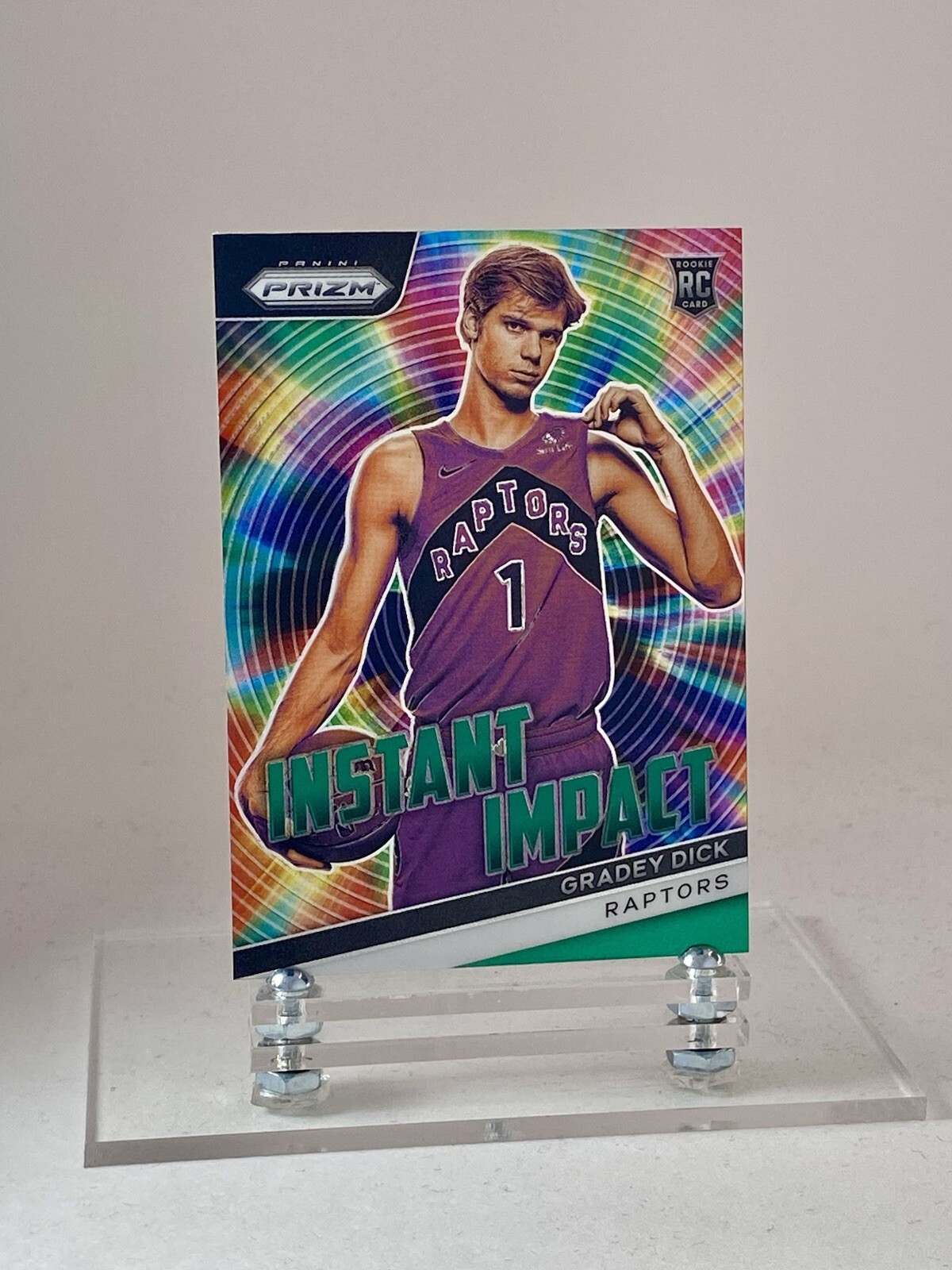 2023-24 Panini Prizm Instant Impact Green Prizm - Gradey Dick RC #20, RAPTORS