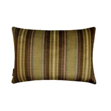 Green Striped Oblong Lumbar Pillow Cover Velvet Pillowcase - Linear Stripe Olive