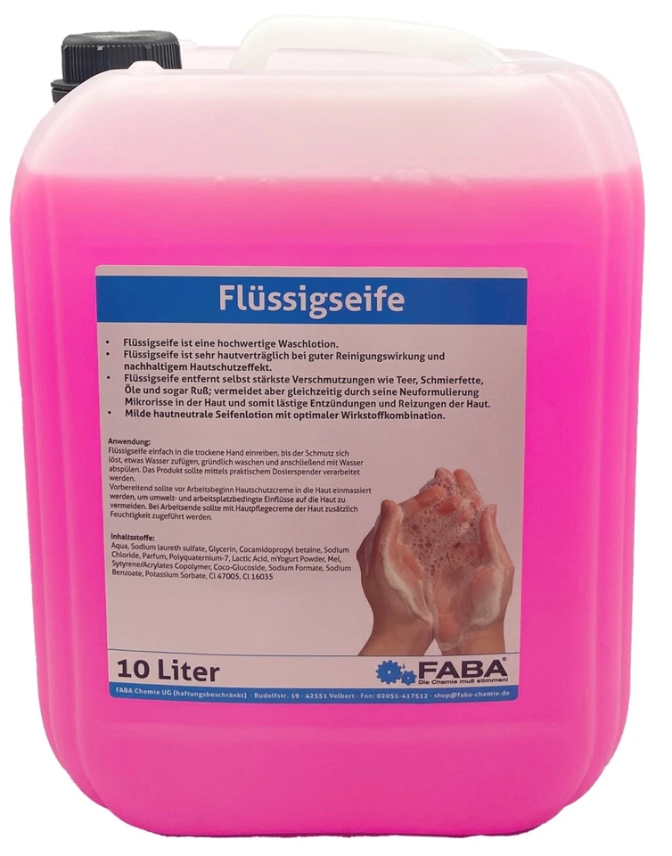 FABA CHEMIE 10 L Flüssigseife, Handseife, Seife für Seifenspender