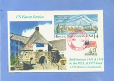 TIMBERLINE LODGE Mt. Hood, Oregon Postal Card ColorPhoto Cachet UX-119 Handstamp