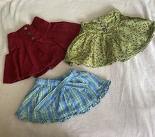 Set Of 3 Vintage McKids Skirts 2T Green Floral Red Solid Blue  Green Plaid