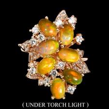 925 Sterling Silver Ring Oval Fire Opal 6x4mm Simulated Cz Gemstone Jewelry 8