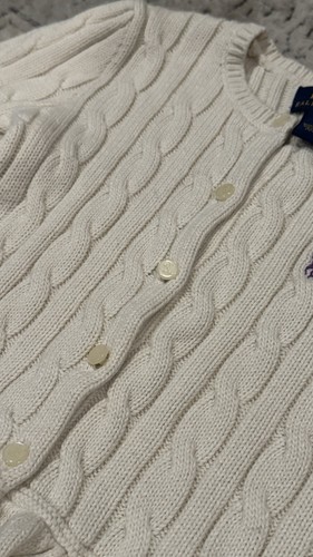 Polo Ralph Lauren Cable Knit Cardigan Sweater Girls Button Front School Size 4 - Picture 6 of 8