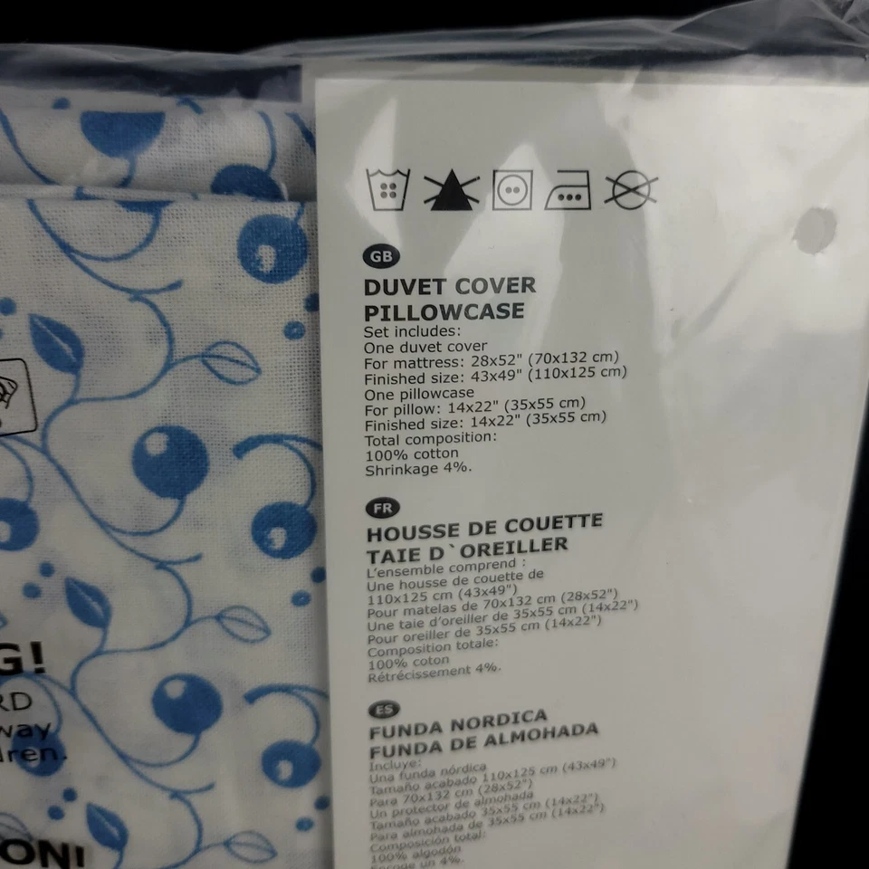 Funda nórdica/funda de almohada para cuna Ikea Gulsparv estampado arándano 804.270.70 nueva  Foto 4 de 4