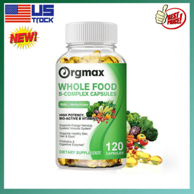 Vitamin B Complex 120 Capsules B1,B2,B3,B5,B6,B7,B9,B12, Immune Support Pills