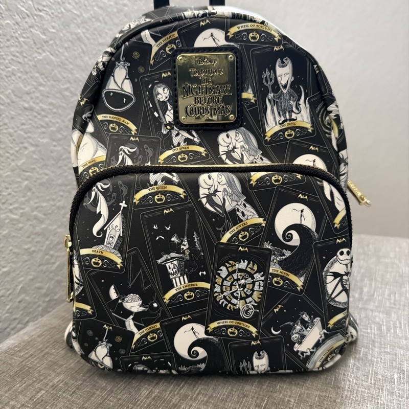 NWT Loungefly Disney Nightmare Before Christmas Tarot Card AOP Mini Backpack