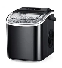 Simzlife 26 lbs/24H Countertop Ice Maker Machine, 9 Bullet-Shaped Ice in 6 Min, 