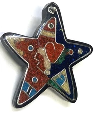 Vintage Yossi Steinberg Israeli Artist Handmade Star Brooch Resin Pin or Pendant