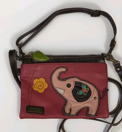 Chala Mini Umhängetasche Handtasche rosa braun Elefant 6×8" Boho
