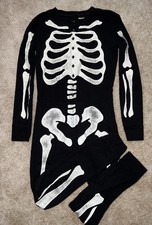 Old Navy Kid  s Size XL 12 Glow In The Dark Skeleton One-Piece Pajamas Halloween