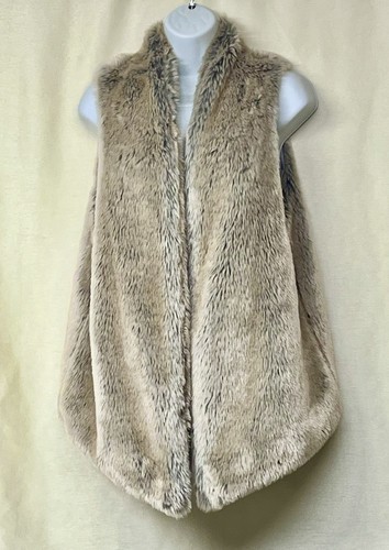 Lemon Tart Funky Faux Fur Vest Tan/Purple Women Size M
