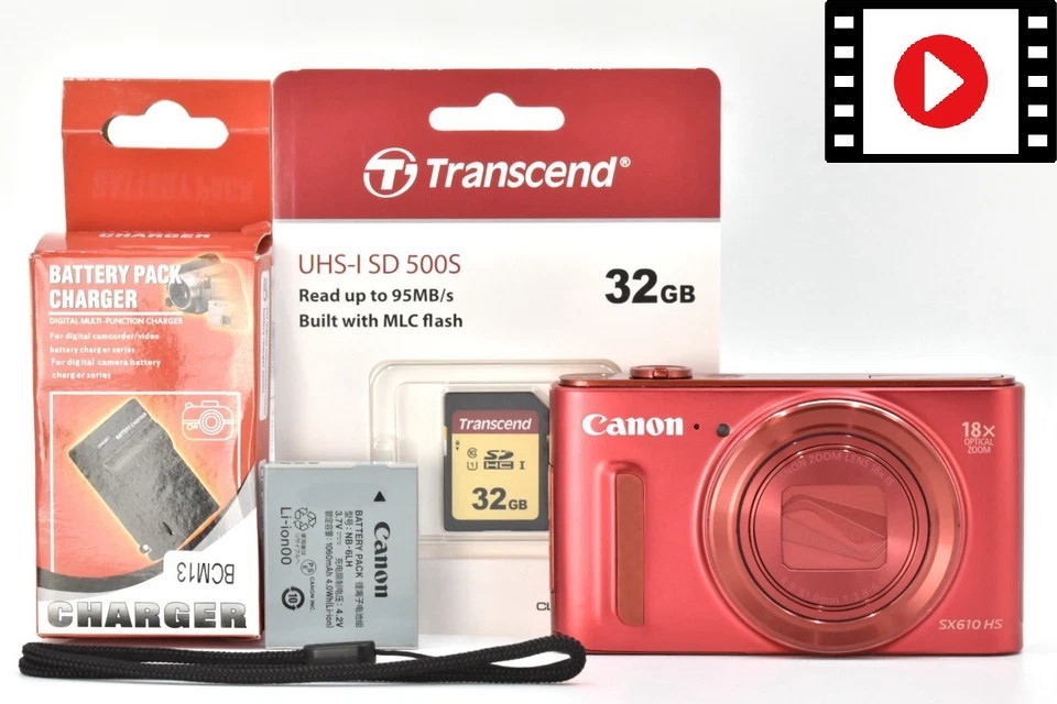 Near Mint] Canon PowerShot SX610 HS Red 20.2MP 18x Digital
