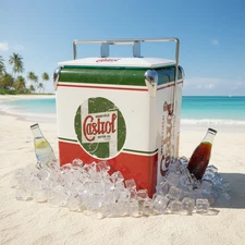 CASTROL Vintage Beach Cooler, 18Qt Rust-Resistant Ice Box for Sandbar Gatherings