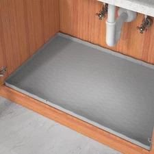 Under Sink Mat for Kitchen Waterproof, 34"×22“ Silicone Bathroom 34"L×22"W Gray