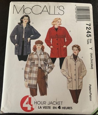McCalls Jacket Sewing Pattern Size XSmall Small Medium 7245 Uncut 1994