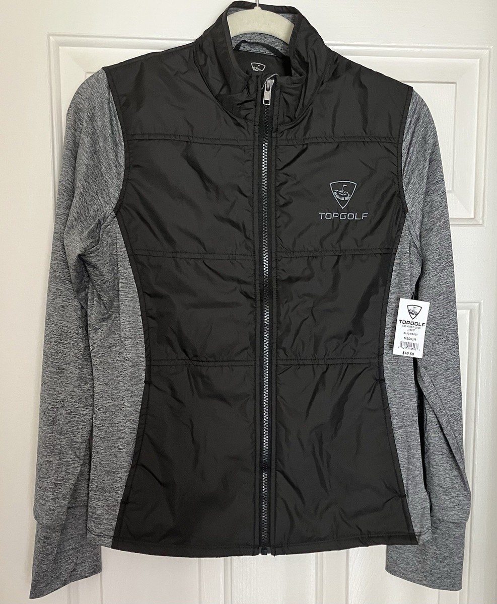 TOPGOLF Ladies Hybrid Logo Jacket Medium Black & Gray Zipper Top