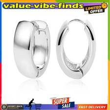 Chunky Silver Hoop Earrings - Sterling Silver Small Thick Huggie Hoops for Women