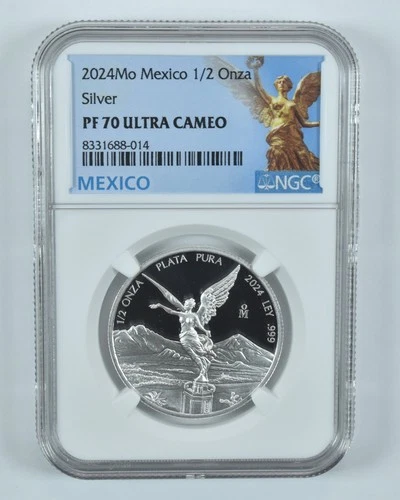 2024 Mo Mexico 1/2 Onza Silver Libertad PF70 UCAM NGC Mexico Label *9236