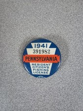 1941 Pennsylvania Resident Citizen's Fishing License Button