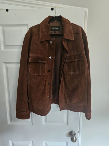 Ben Sherman Black Label Brown Leather Suede Button Up Jacket size Large