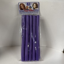 Super Rollers 10 "X 7/8" Soft Flexible Perm  Curl Hair Purple Pack of 10
