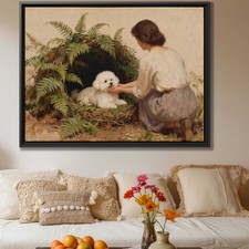 Bichon Frise Oil Painting Dog Canvas Print Animal Wall Art Pet Decor Rustic Art