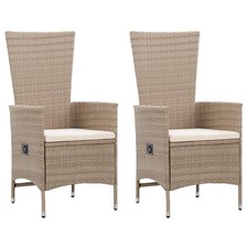 Garden Chair Set of 2 Beige PE Rattan Standard