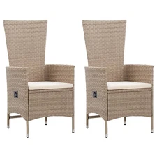  Garden Chair Set of 2 Beige PE Rattan Standard