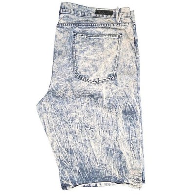 Thrill Denim Supply Co Mens Acid Wash Denim Shorts Light Blue Size 46 Streetwear