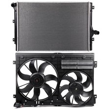 1x Radiator + 1x Cooling Fan For 2008-2009 Audi TT 2010-2013 Volkswagen Golf