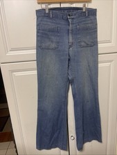 US Navy Seafarer Dungaree Flared Bellbottom Jeans Vintage 80s Artsy 32x31