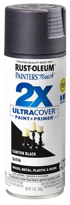Rust-Oleum 249844 Painter's Touch 2X 12 Ounce (Pack of 1), Satin Canyon Black