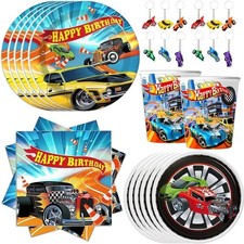 Hot Racing Car Birthday Party Decoration Tableware Tablecloth Cup Plate For Kids